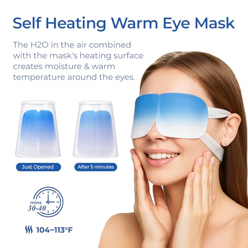 Steam Eye Mask for Dry Eyes | Self Heating Warm Compress for Eyes | Disposable Heated Eye Mask for Sleep, Spa, Travel Essentials & Relaxation Gifts for Women & Men (Unscented, 20 Pack)
