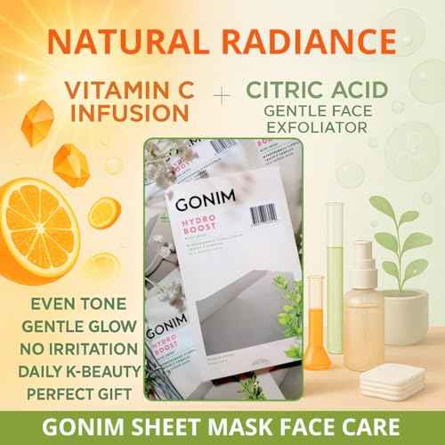 GONIM Face Mask Korean Skin Care with Hyaluronic Acid Serum & Collagen Activation, Face Masks Skincare with Vitamin C, Moisturizing Sheet Mask for All Skin,Korean Face Mask Travel Essentials 10 Sheets