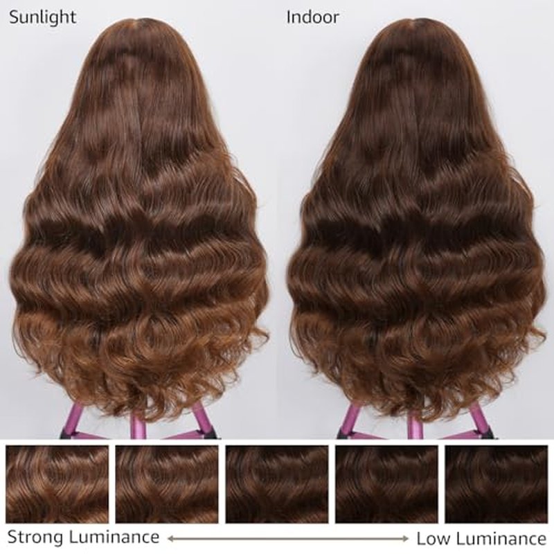 30 Inch Chocolate Brown Lace Front Wig 13x6 Body Wave 200 Density Hd Lace Front Wigs Human Hair Pre Plucked 4# Colored Wigs