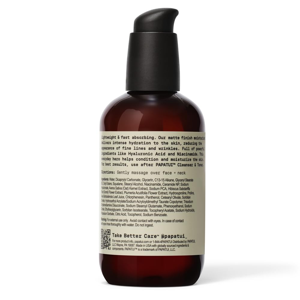 PAPATUI Men's Face Moisturizer - Restoring Formula with Niacinamide, Hyaluronic Acid & Ceramides | Unscented | 3.3 fl oz