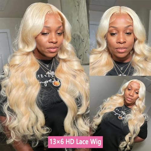 13x6 613 Lace Front Wig Human Hair 200% Density Blonde Wig Human Hair Body Wave HD Lace Frontal Wigs for Women Pre Plucked Blonde Human Hair Wig 30 Inch