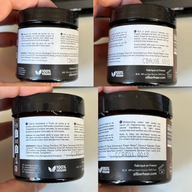 ZilberHaar - Beard Care Kit for Men - 1 Regular Beard Brush + 1 Beard Balm + 1 Moisturizing Cream - Stiff Boar Bristles and Beech Wood - Short to Medium Length Beards - Supplied in a Velvet Bag