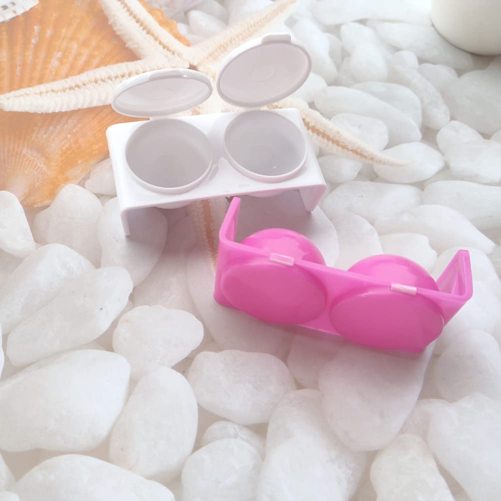 4 Pack Double Cup Plastics Nail Art Cup Bowl Dappen Soaking Dish with Lids for Mixing Acrylic Powder Liquid Nail Art Manicures Tools, Washing Brush Cup (White, Rose Red)
