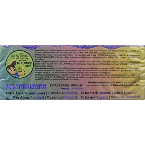 Mr. Pumice Ultimate PUMI Bar, 2-in-1 Callus Remover, Pedicure Stone & Ped File Scrubber for Smooth Feet and Heels, Dual-Grit (Medium + Coarse), 1 Pack