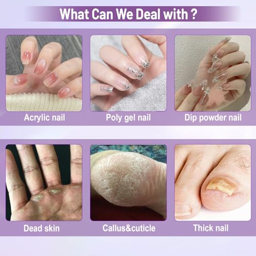 Electric Nail Drill Professional, 35000RPM Cordless Acrylic Nail Kit for Nail Polish Remover, Electric Nail File Buffer Grinder, Nail Filer Electric Manicure and Pedicure kit (Matte Gray)