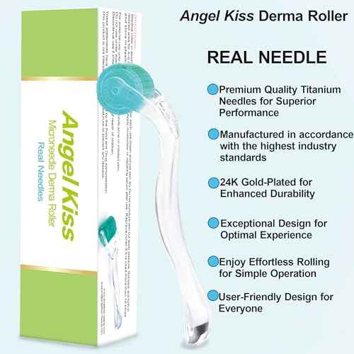 Derma Roller Titanium Real Needle 0.25mm - Angel Kiss 192 Individual Microneedling Roller with Case - Dermal Roller for Face - At Home Facial Skin Roller for Women Men