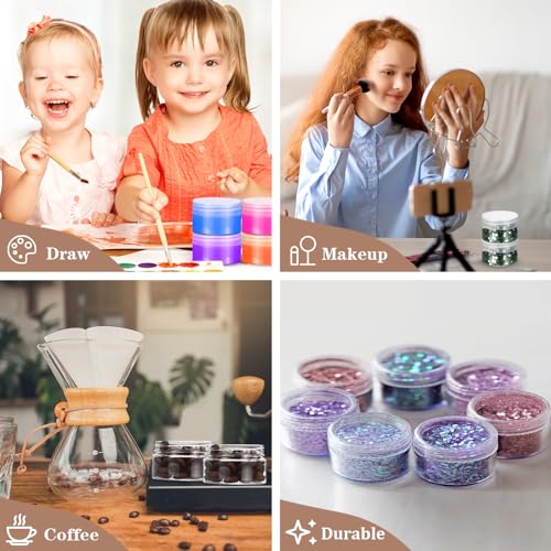 eBoot 150 Piece 1 Oz Plastic Container Jars with Lids Round Clear Cosmetic Jars Empty Clear Plastic Jars for Lotion, Cream, Ointments, Makeup, Eye Shadow, Rhinestone, Samples, Pot, Travel Storage