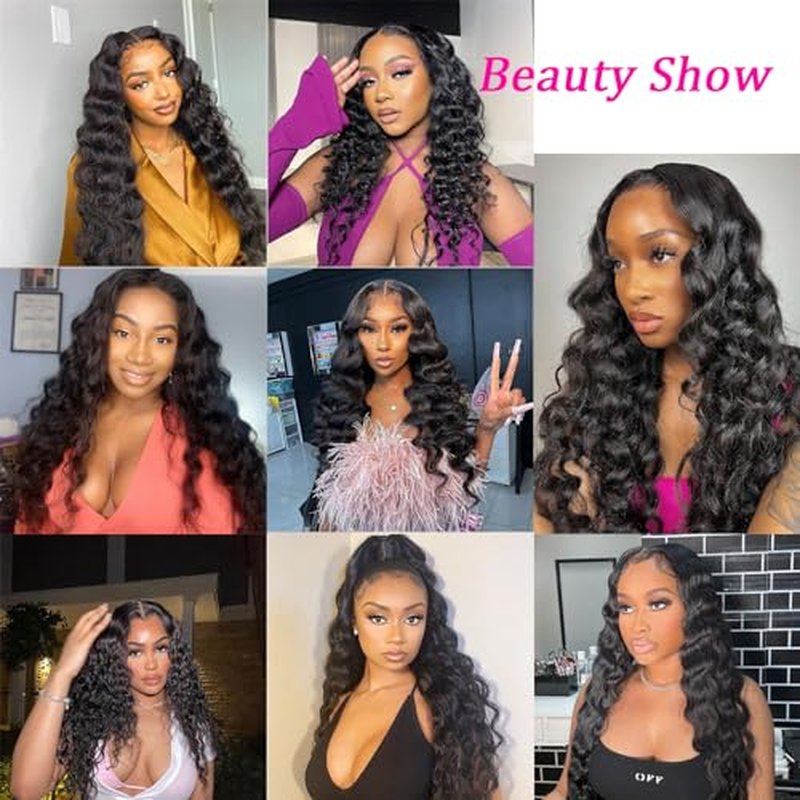 Loose Deep Wave 3 Bundles with 4x4 HD Lace Closure 16 18 20+14 Inch 100% Unprocessed Remy Brazilian Hair Wet and Wavy Bundles with Closure Human Hair Natural Black Color for Women