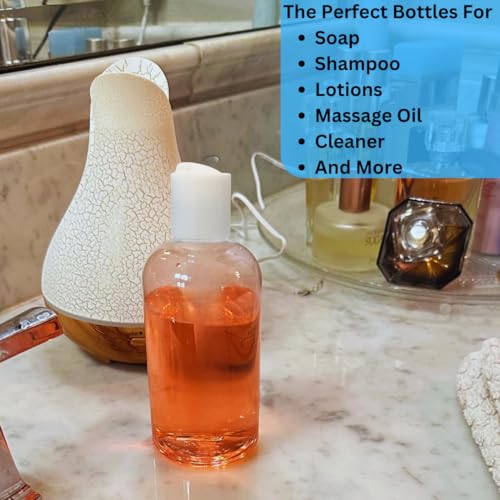 Plastic Squeeze Bottles with Disc Cap, 8 oz/2-Pack, Travel Size, Refillable, BPA-Free, Leak Proof, for Cosmetics, Shampoo, Lotion, Body Soap, Essential Oils, Household Use, and Personal Care