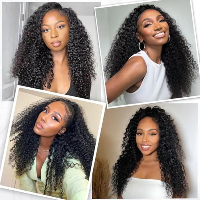 Curly Bundles Human Hair Kinky Curly Human Hair Bundles 100% Unprocessed Brazilian Virgin Hair Quick Weave Curly Hair Bundles for Women Double Weft Natural Black 18 18 18 Inch