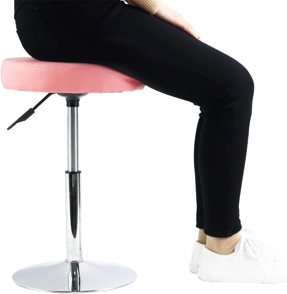 Height Adjustable Pink Short Shop Stool - Swivel Chair for Office, Spa, Salon & Tattoo Stations | Compact Design