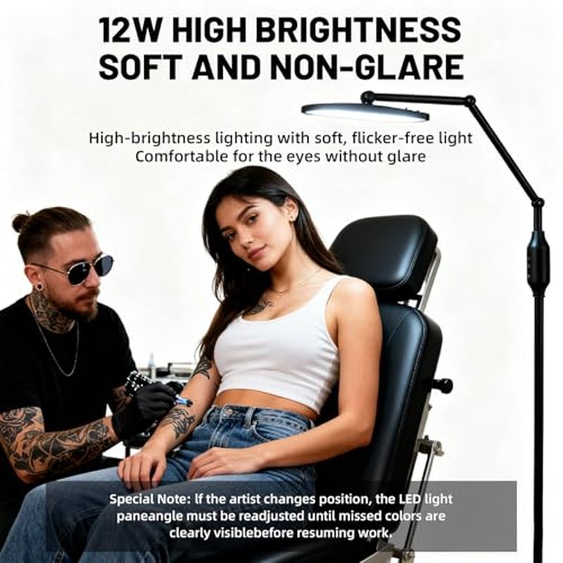 Tattoo LED Work Light with Polarized Filter, Adjustable Brightness ? Tattoo Vision Glass& CPL, Anti-Glare Tattoo Photography Light
