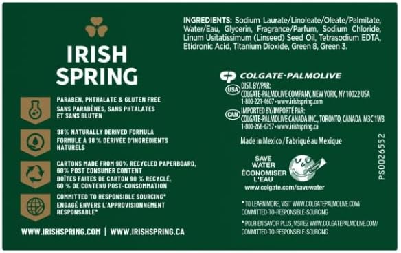 Irish Spring Original Scent Bar Soap 3.2 oz. Pack of 2
