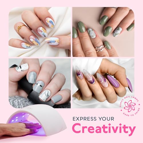 SUNUV UV LED Nail Lamp, Nail Dryer for Gel Polish UV Light for Nails with Sensor 2 Timers SUN9C Pink Gift for Women Girls