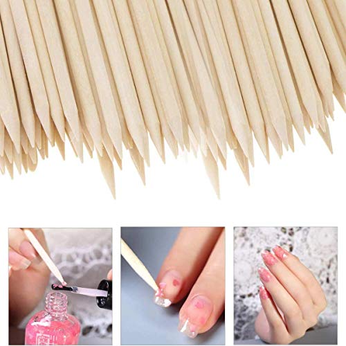 BTYMS 300 Count Orange Wood Stick 4.5 inch Cuticle Pusher Remover Orangewood Cuticle Sticks Nail Art Manicure Pedicure Sticks Orange Sticks for Nails
