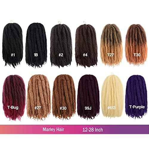 ToyoTress Marley Twist Braiding Hair - 18 Inch 6 Packs Black Marley Hair For Faux Locs, Marley Twist Crochet Hair Afro Kinky Curly Crochet Braids Synthetic Braiding Hair (18 Inch, 1B-6P)