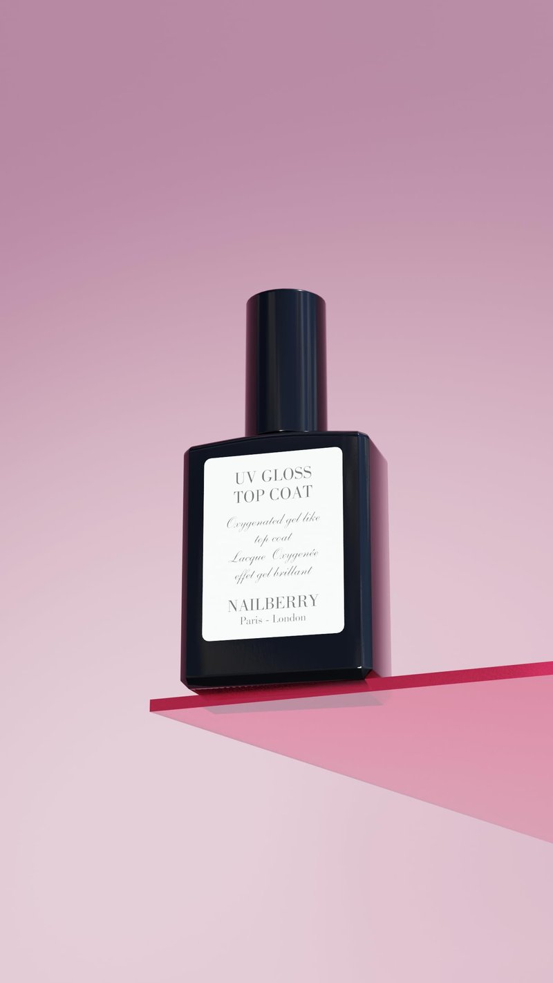 Nailberry UV Gloss Top Coat | Gel-Like Finish Nail Top Coat | Fast Drying Without UV or LED Lamps | Chip-Resistant, Oxygenated Gloss Finish | Vegan | Certified Halal & Cruelty Free | 25-Free | 15 ml
