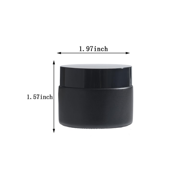 OverNews 48 1oz Black Glass Jar, Empty Cosmetic Lotion Containers,with Inner Liners,Black Lid, Spatula (Black)