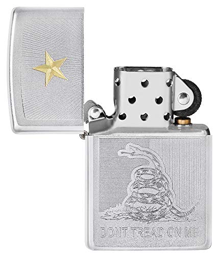 Zippo Don't Tread on Me Satin Chrome Pocket Lighter