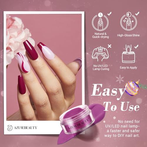 AZUREBEAUTY 170Pcs Dip Powder Nail Kit, 36 Colors Fall Winter Red Glitter Brown Dipping Powder Starter Christmas with Top/Base Coat Activator & Removal Accessories Set for French Manicure Salon