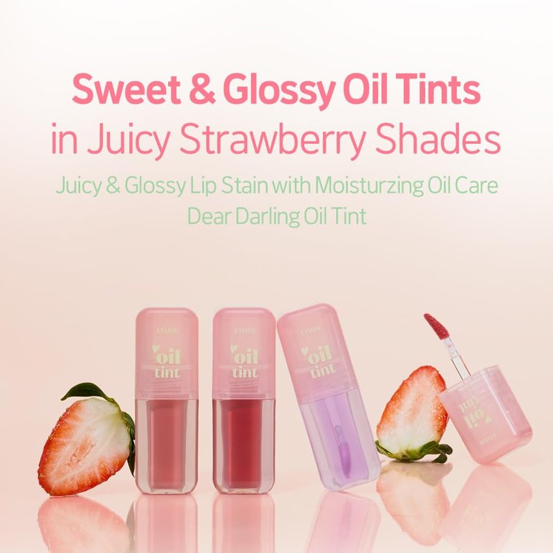 ETUDE Dear Darling Oil Tint #7 Honey Vanilla (0.14 fl.oz) | High Moisturizing and Strong Hydrating Lip Oil/Lip Gloss | Smooth and Moist Lips | Non-Sticky Lip Oil Tint For Dry Lips | Korean Makeup