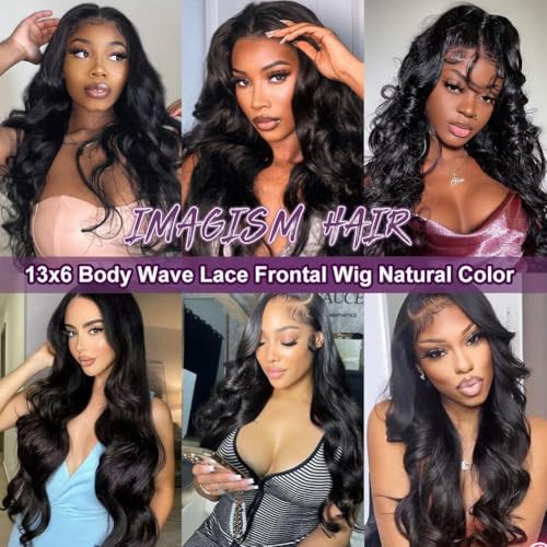 13x6 Lace Front Wigs Human Hair Pre Plucked 220% Density Body Wave HD Lace Front Wigs Human Hair Natural Black Glueless Frontal Wig for Women (26 Inch)