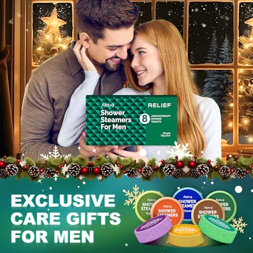 Shower Steamers for Men - 6 Pack Shower Bombs Aromatherapy with Essential Oils, Christmas Gifts for Men, Mens Stocking Stuffers, Relax Gifts for Dad Husband, White Elephant Gifts for Adults Useful
