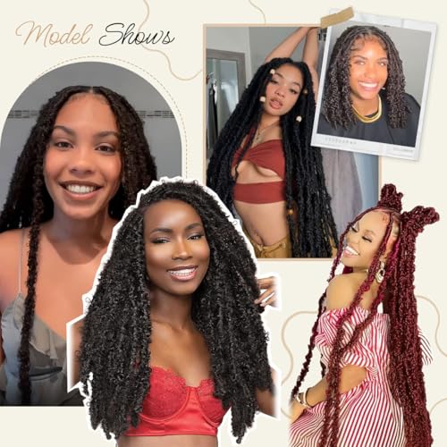 36 Inch Butterfly Locs Crochet Hair 8 Packs Long Maroon Red Butterfly Loc Thick Distressed Locs Crochet Hair Pre Looped Light Weight(36Inch - 8Pack, 350)