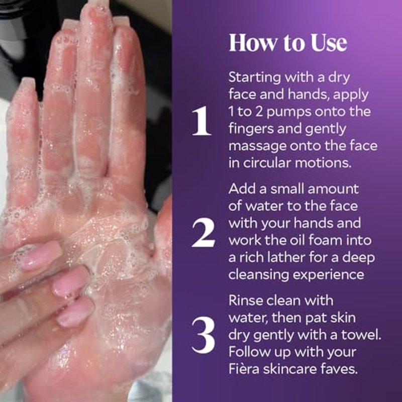 FI?RA Oil to Foam Daily Facial Cleanser ? Truffle Oil Complex, Fermented Plant Oils & Glycerin, Moisturizing and Nourishing, Soap-Free, Cruelty-Free, All Skin Types, 110ml 3.88 fl oz