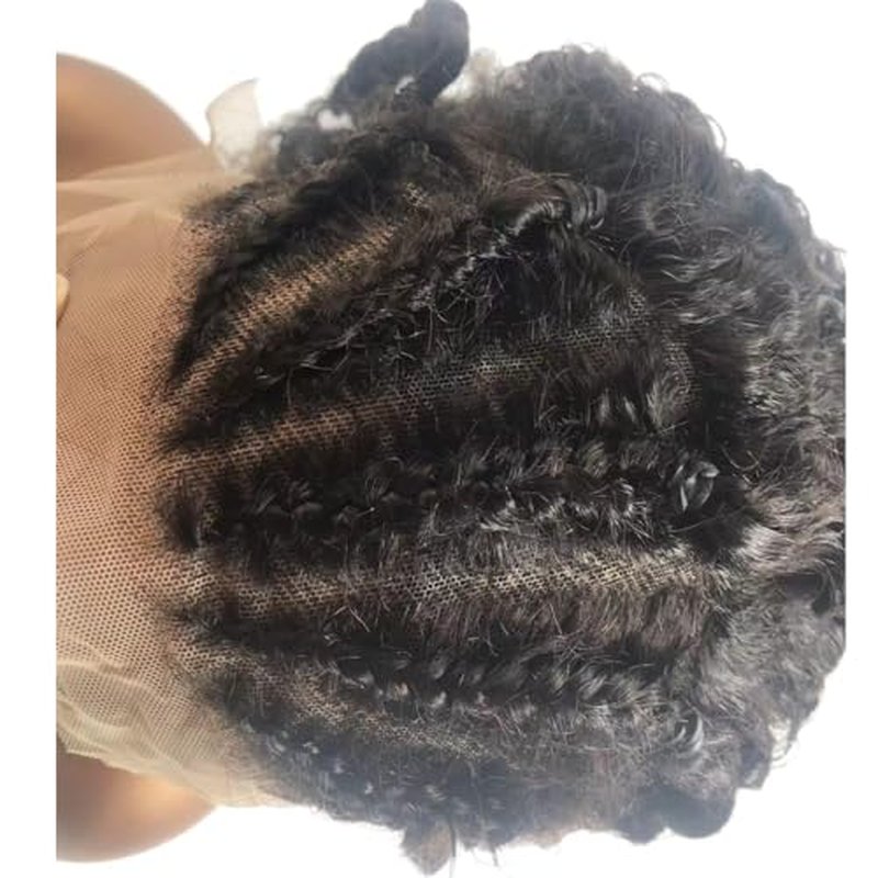 200% Density 100% Human Hair Braided Wigs for Black Women, Lightweight Handmade Braids 13x4 Lace Front Afro Queen Pre Braided Cornrow Glueless Wigs (16 inch)
