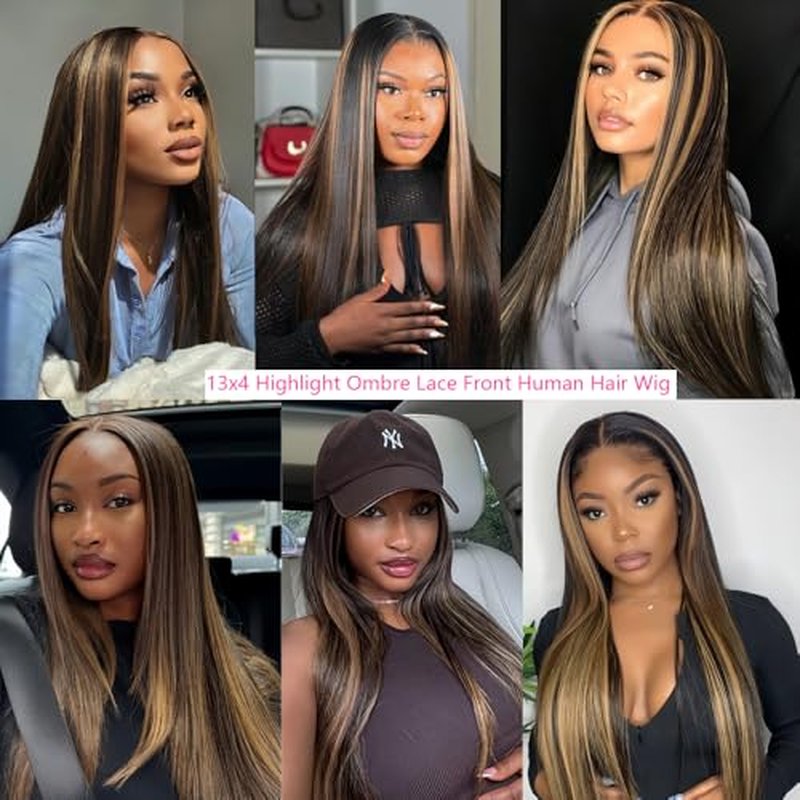 Highlight Ombre Lace Front Wig Human Hair 180 density 24 inch straight wigs human hair 13x4 lace front wigs human hair wigs for black women