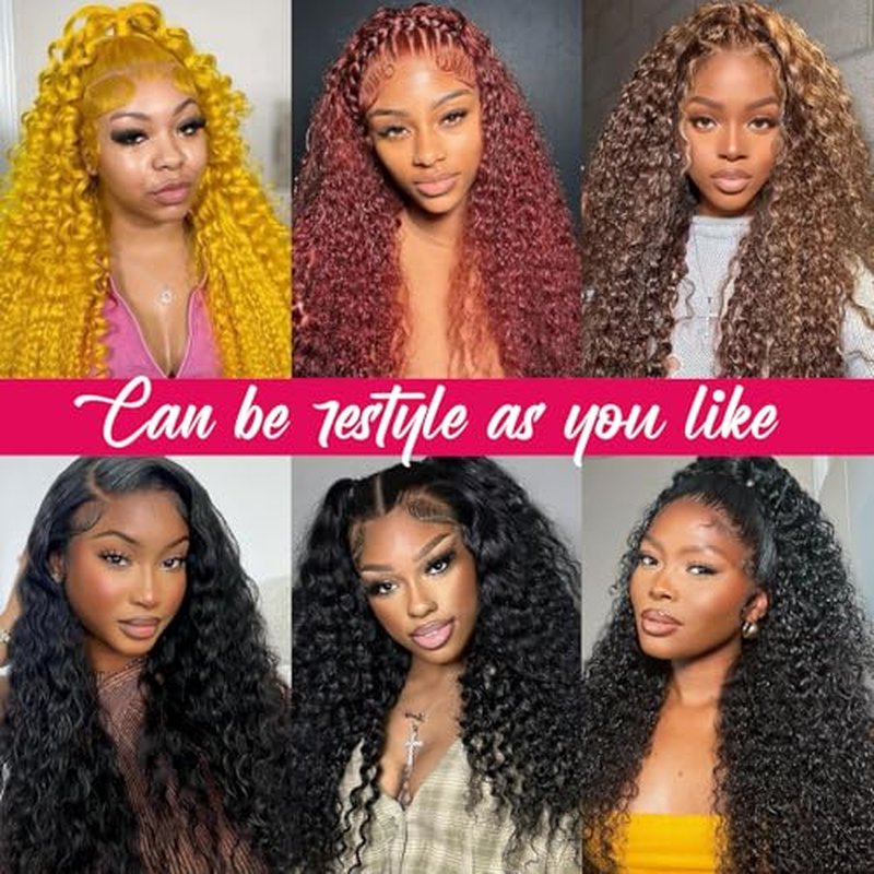 22 Inch Deep Wave Lace Front Wigs Human Hair 13x6 HD Lace Frontal Wigs Human Hair Pre Plucked Natural Color Glueless Wig 180% Density Deep Curly Wigs for Black Women