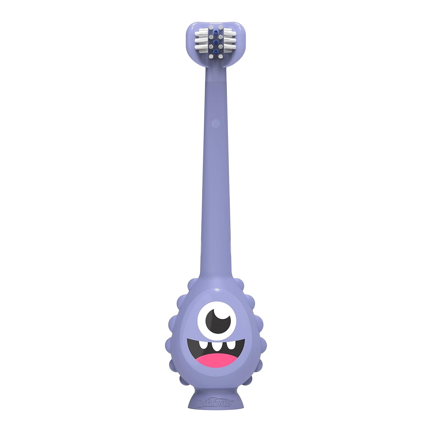 Dr. Brown's ToothScrubber Toothbrush, Three-Sided Toddler Training Toothbrush for Ages 1-4 Years with Suction Cup Base and Color Changing Bristles
