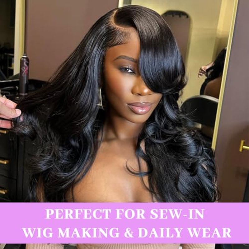 18 20 22 Inch Real Human Hair Bundles Body Wave 3 Bundles Unprocessed Natural Black Remy Body Wave Brazilian Virgin Cambodian Hair Wavy, 1b, No Tangle No Shedding, True to Length