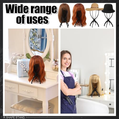 2 Pack Wig Head Stand, Travel Wig Holder Hat Wig Display for Styling for Women Multiple Wigs, Hair Length Under 40cm/15.74in