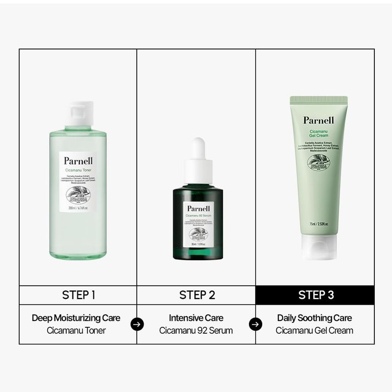 Parnell Cicamanu Gel Cream, Manuka Honey & Cica Moisturizer for Sensitive Skin. Hyaluronic Acid Soothing Face Cream (2.53 Fl Oz / 75ml)