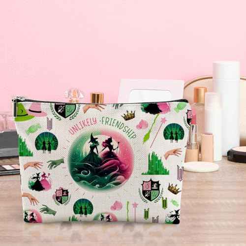 Witch Merch Makeup Bag Broadway Musical Cosmetic Bag Witch Gifts for Girls Women Elphaba And Glinda Fans Movie Lovers Witch Merchandise Unlikely Friendships