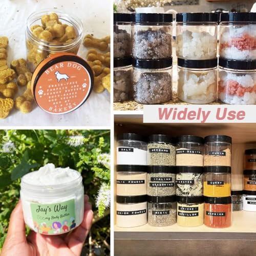 12 Pack 4 oz Small Plastic Containers with Lids+12 Pack 20g/20ml Cosmetic Sample Jar - for Lip Scrub, Body Butters, Cream, Slime, Craft Storage