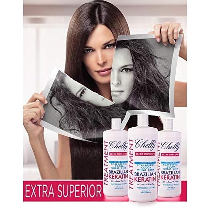 Chelly Superior Infused with Chocolate Brazilian Keratin Treatment 946ml (32 fl oz) | Progressive Brush | Straightening & Smoothing System | Hair Straightening Therapy | 100% Straight Hair | Frizzy Free