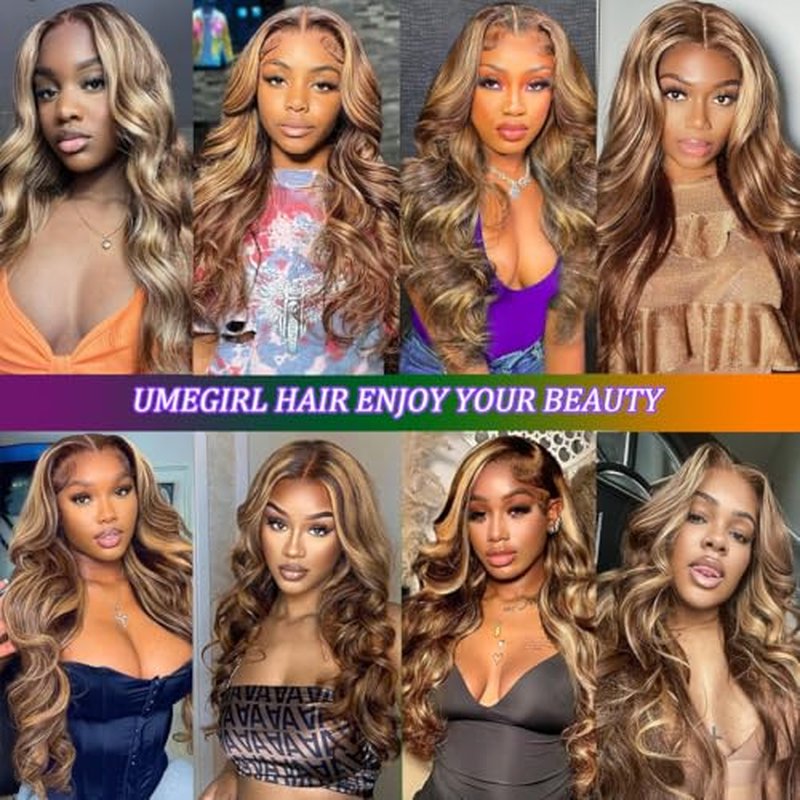26 Inch 5x5 HD Lace Closure Wigs Human Hair Body Wave Wear and Go Glueless Wigs Pre Plucked Pre Cut P4/27 Honey Blonde Highlight Ombre Lace Front Wig Human Hair Wig 180% Density