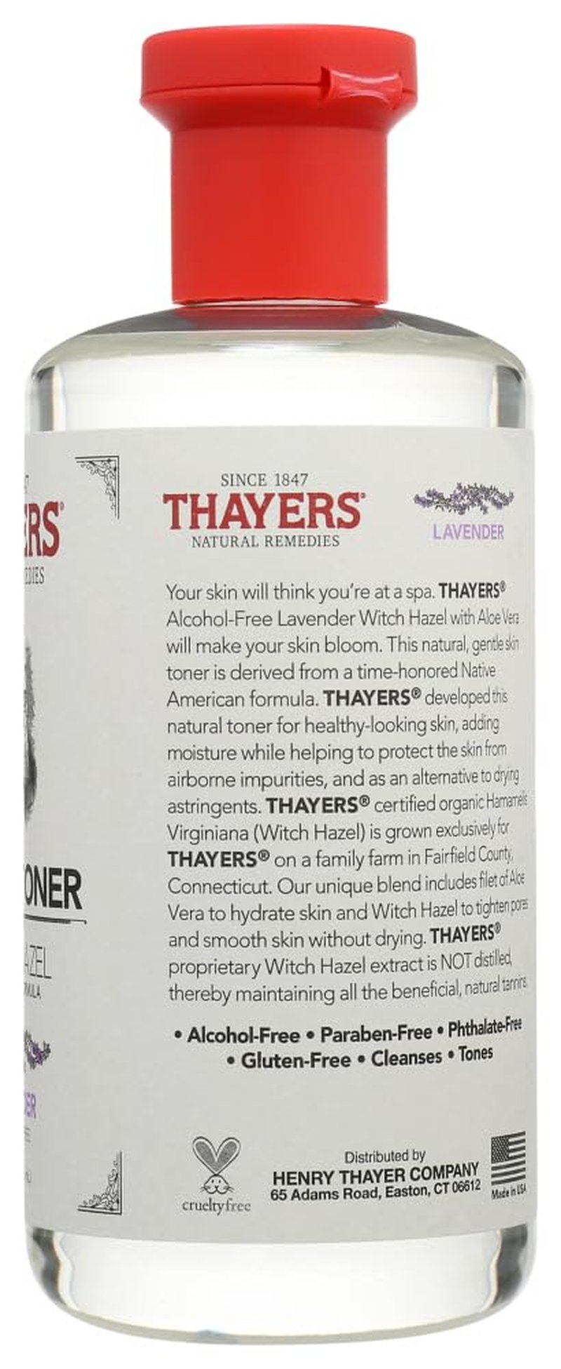 THAYERS Alcohol-Free Witch Hazel with Organic Aloe Vera Formula Toner, Lavender, Clear, Unscented, 12 Fl Oz, Pack of 2