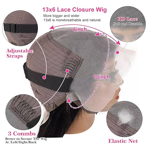 13x6 Deep Wave Lace Front Wigs Human Hair Pre Plucked Deep Curly HD Lace Frontal Wigs Human Hair 180 Density Lace Frontal Wigs for Women Glueless Wigs 26 Inch