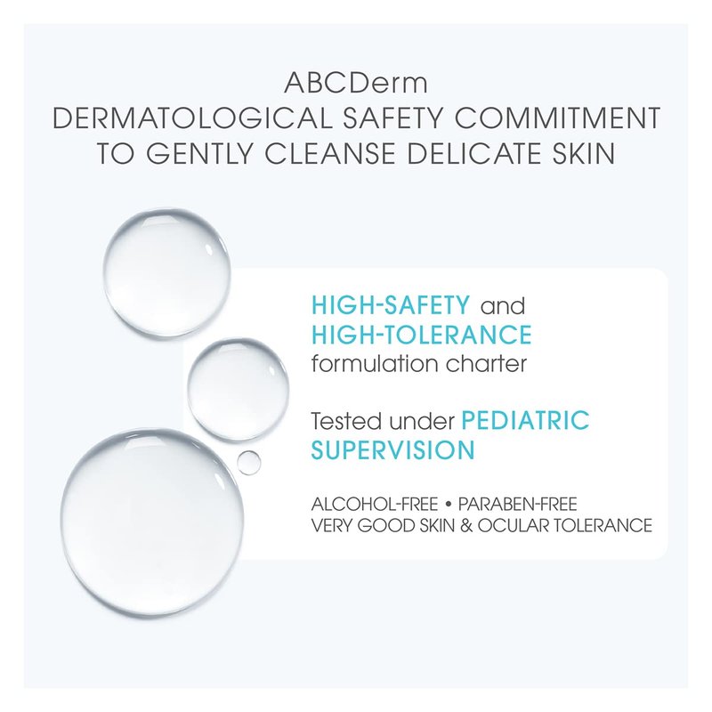 Bioderma ABCDerm H2O - Baby Skin Care - Micellar Cleansing Water for Babies and Kids, Blue, 33.8 Fl Oz