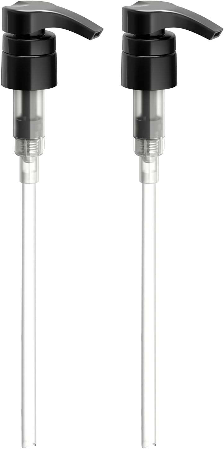 Bar5F 1-Liter Pumps for Shampoo and Conditioner Bottles for 33.8-Ounce Professional Salon Brands (White & Black)