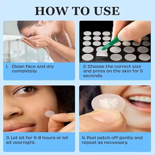 Acne Patches Hydrocolloid, Pimple Patches, for Face, 36 Count, Pimple Spot Treatment Covers, Facial Clearing