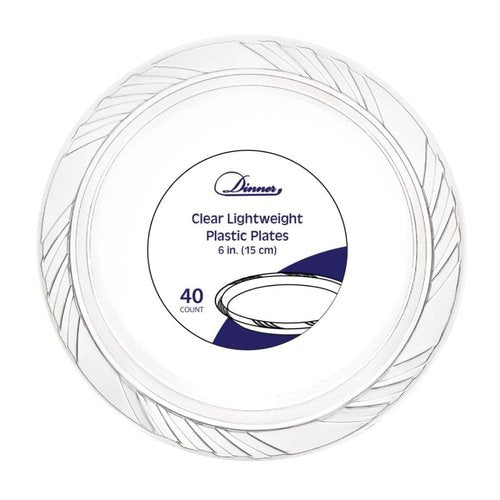 Dinner Collection Clear Disposable 6" B&B Plates - 40ct | Premium Plastic & Elegant Design for Brunch, Appetizers & Desserts