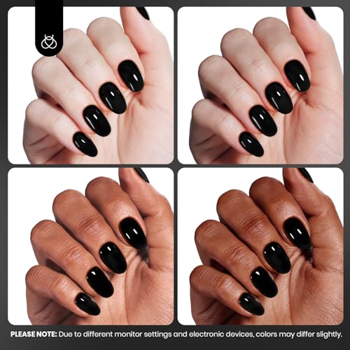 beetles Gel Polish Classic Black Gel Nail Polish - Winter Gel Polish Hema Free Soak Off Uv LED Nail Lamp 8ml DIY Home Manicure Salon Gift for Women Silent Charm