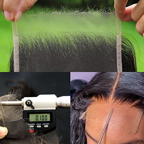 WOWANGEL 0.1mm Ultra-thin SKINLIKE Real HD Lace Closure, 5x5 Body Wave Unprocessed Virgin Human Hair Closure Pre Plucked Invisible Hair Knots Natural Hairline Invisible HD Lace - 20 Inch