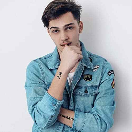 Temporary Tattoo Chinese 130+Designs Improved Realistic Fake Tattoo of Chinese Characters,Waterproof Long-lasting Word Tattoos Temporary Christmas Gift blue