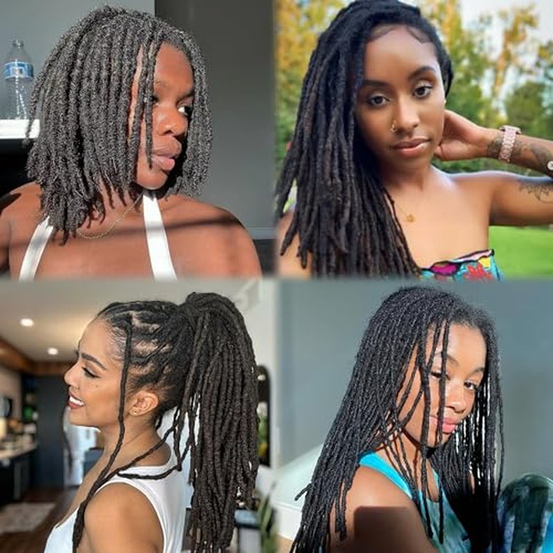 Loc Extension Human Hair 0.4cm Width 12inch 40 Strands 100% FUll Handmade Permanent Dreadlock Extension Human Hair for Women/Men/Kids Can Be Dyed Bleached Curled (Width 0.4cm Natual Black)